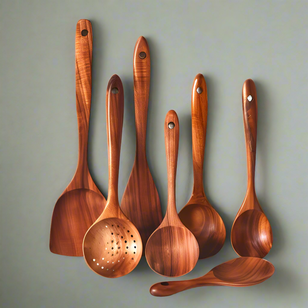 Ensemble d’Ustensiles en Bois Terra™ – Élégance & Durabilité en Cuisine