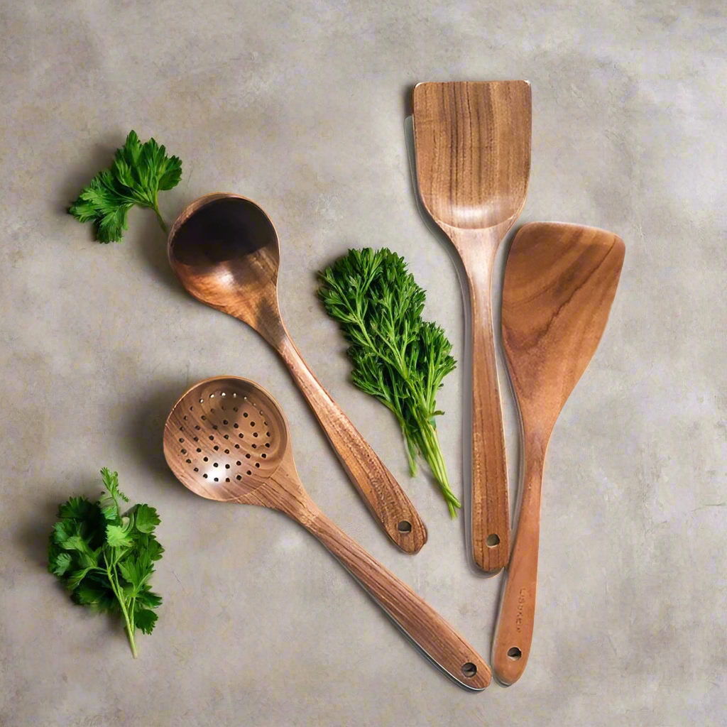 Ensemble d’Ustensiles en Bois Terra™ – Élégance & Durabilité en Cuisine