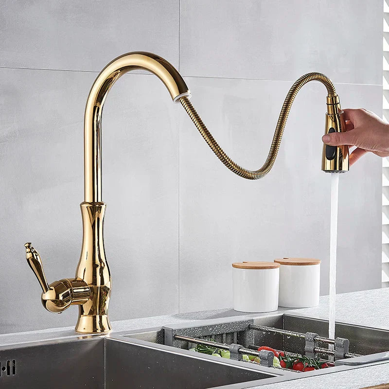 Robinet de Cuisine Doré - GoldFlow™