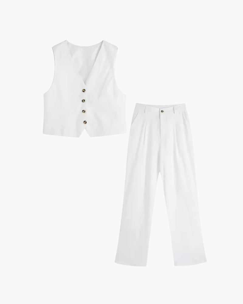 Chemisier et Pantalon Fluide - Ensemble Élégance Intemporelle