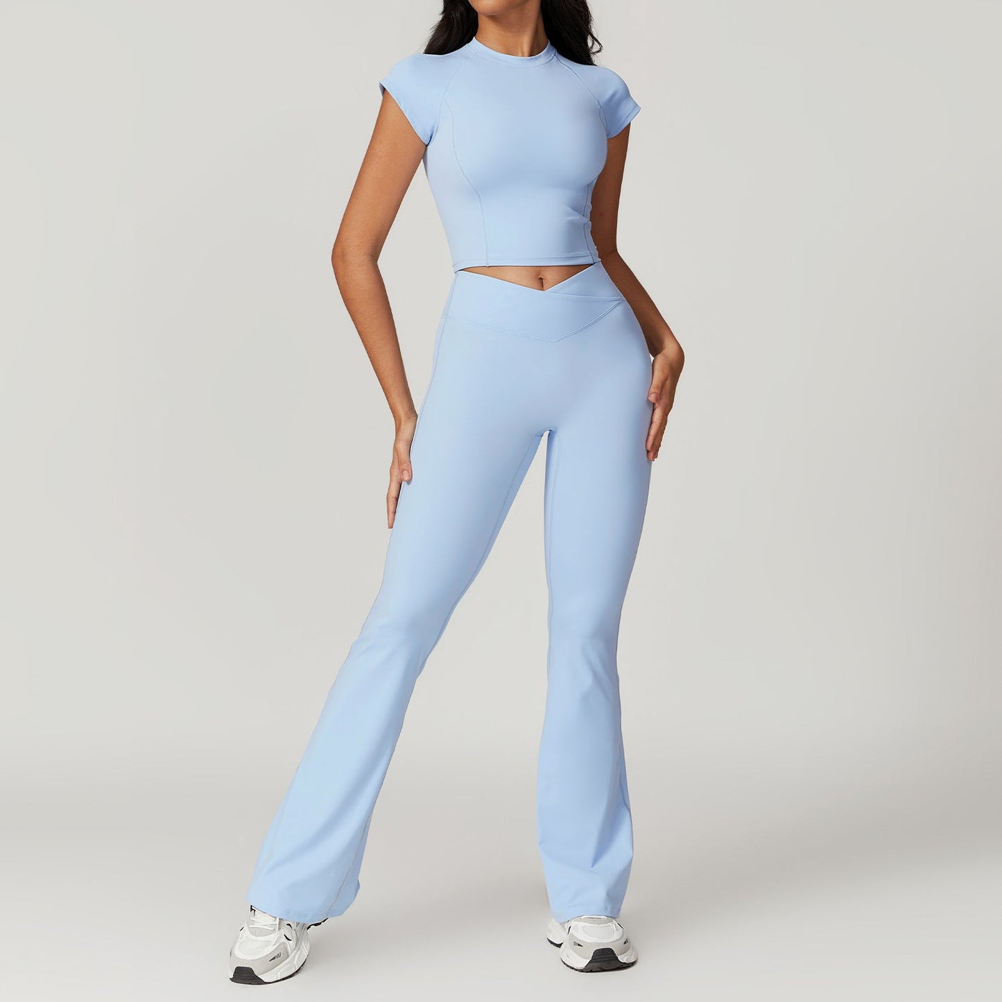 Ensemble deux pièces haut court et pantalon évasé leggings - Pastel Rêveur