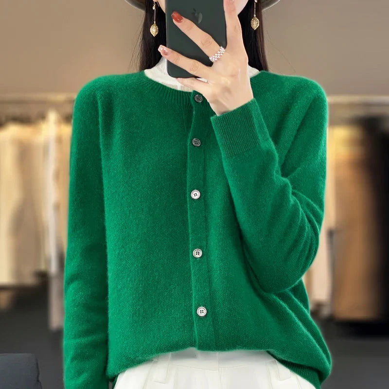 Pull/cardigan confortable 100 % laine mérinos avec détails boutonnés - Augustine