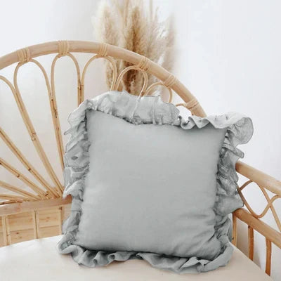 Housses de Coussin et Taies d'Oreiller en Pur Lin à Volants Doux - Linen Elegance