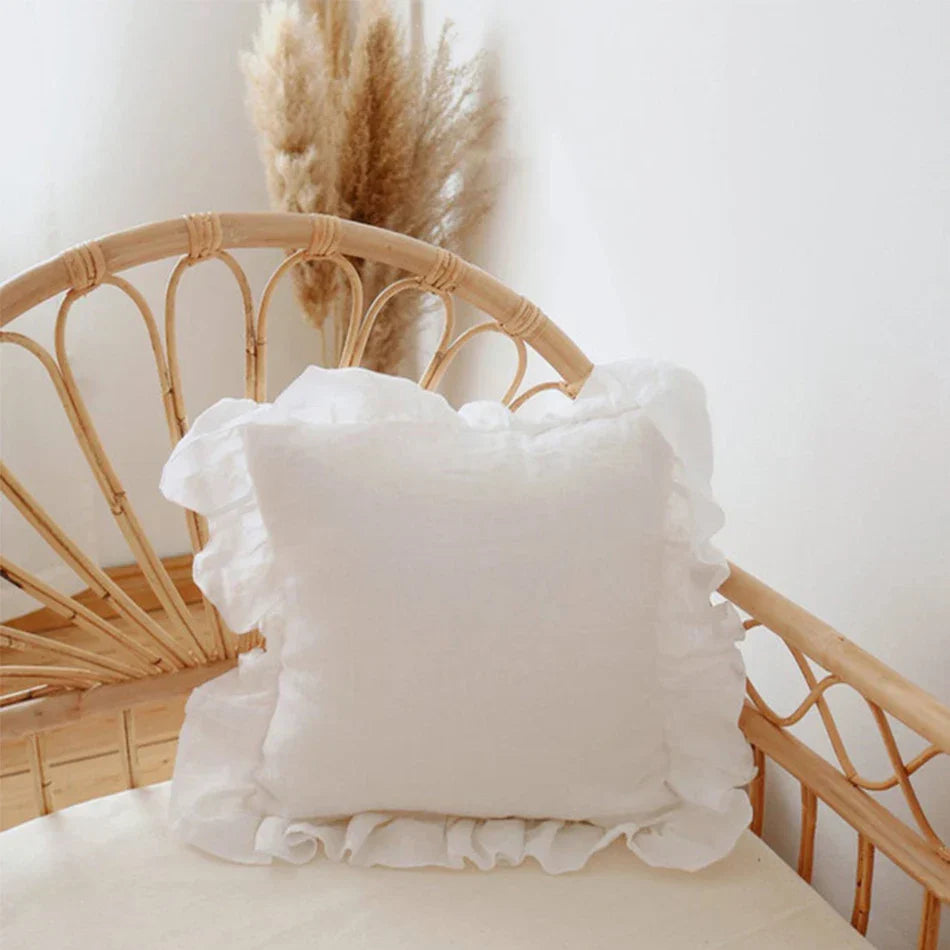 Housses de Coussin et Taies d'Oreiller en Pur Lin à Volants Doux - Linen Elegance