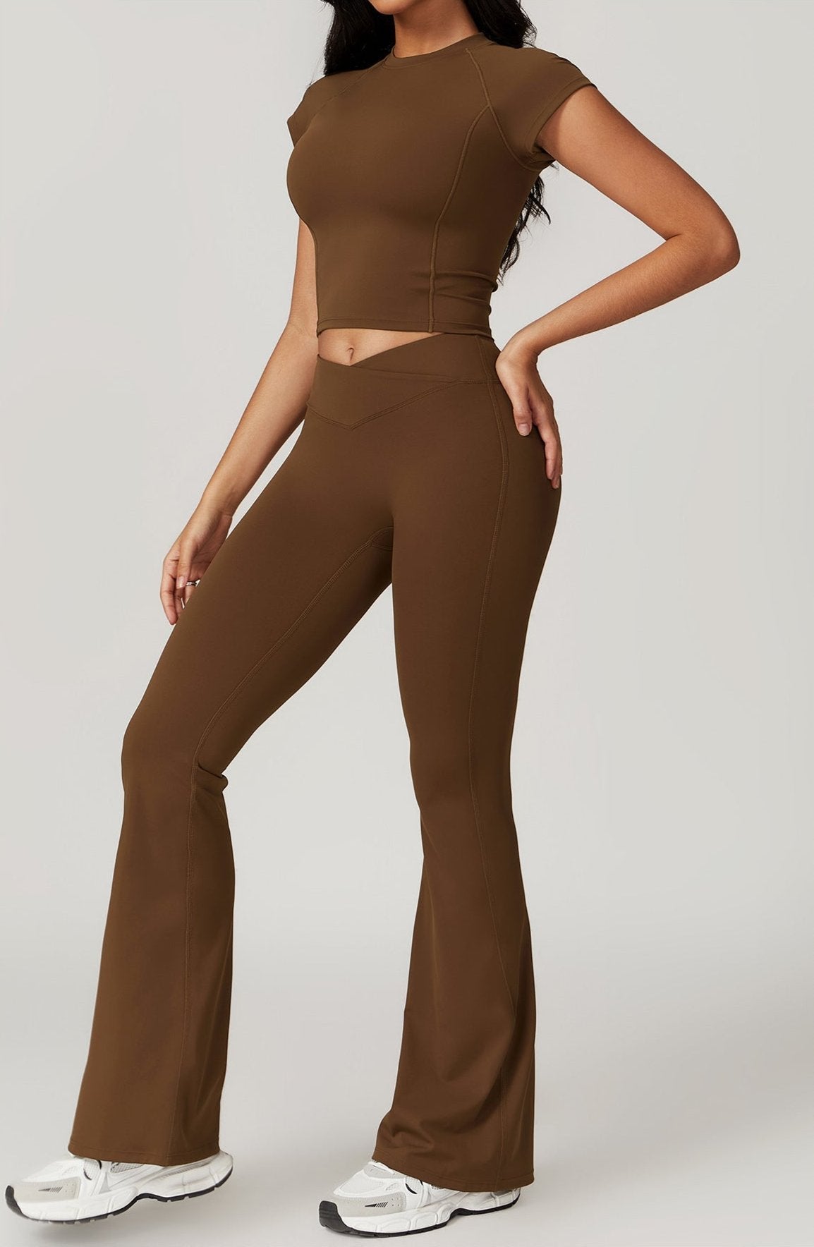 Ensemble deux pièces haut court et pantalon évasé leggings - Pastel Rêveur