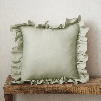 Housses de Coussin et Taies d'Oreiller en Pur Lin à Volants Doux - Linen Elegance