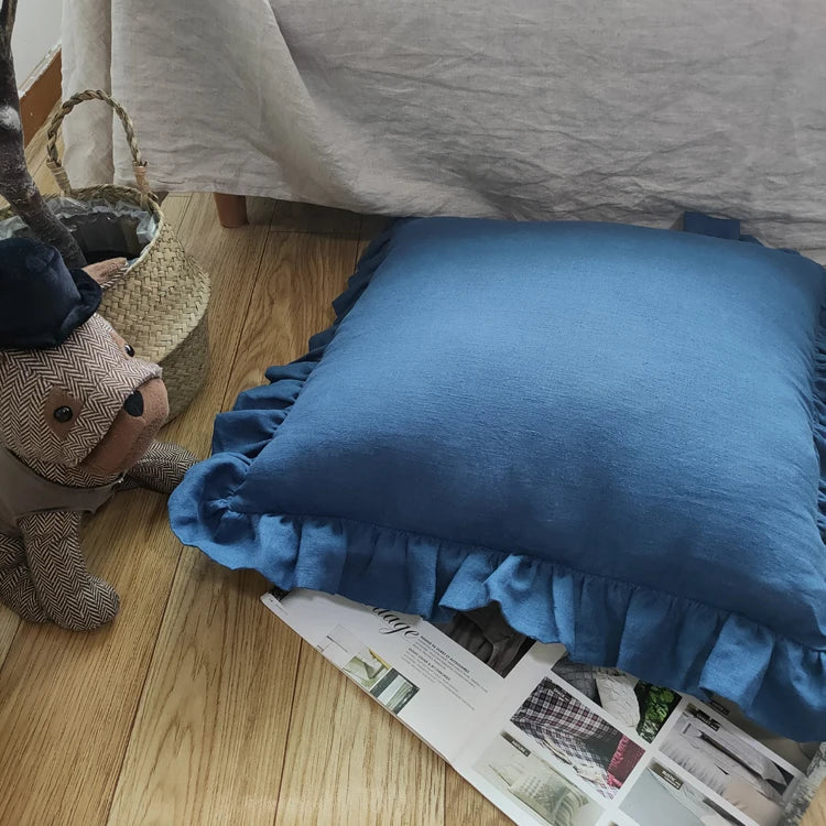 Housses de Coussin et Taies d'Oreiller en Pur Lin à Volants Doux - Linen Elegance