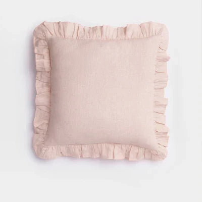 Housses de Coussin et Taies d'Oreiller en Pur Lin à Volants Doux - Linen Elegance