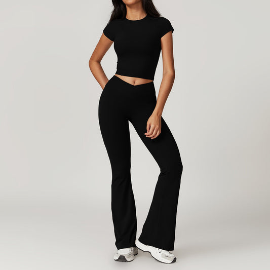 Ensemble deux pièces haut court et pantalon évasé leggings - Pastel Rêveur