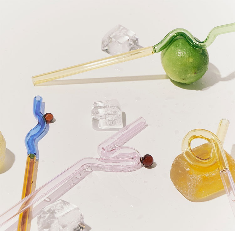 Pailles en verre colorées et torsadées-TwistSip™