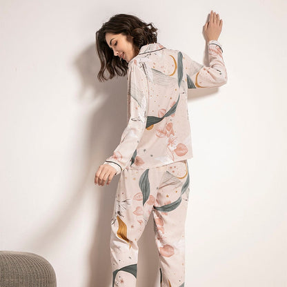 Pyjama à manches longues pour femme à imprimé floral - Fleur de Nuit