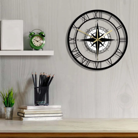 Horloge Murale avec Boussole Nautique - NauticalCompass™