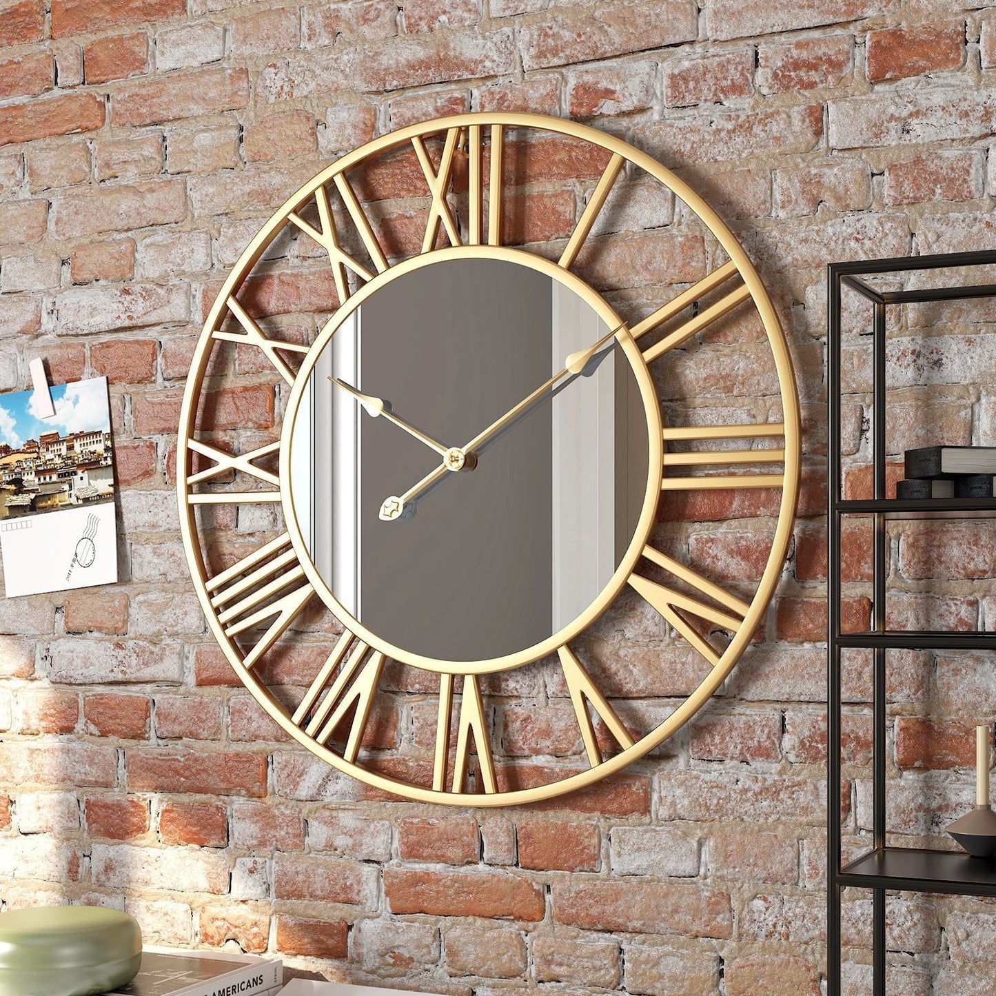 Horloge Murale en Métal avec Détails Miroir - VintageMirror