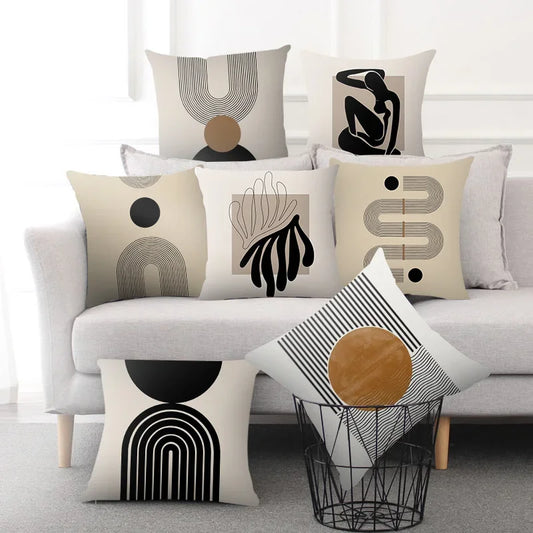 Housse de Coussin Décorative à Motif Géométrique - AbstractLines