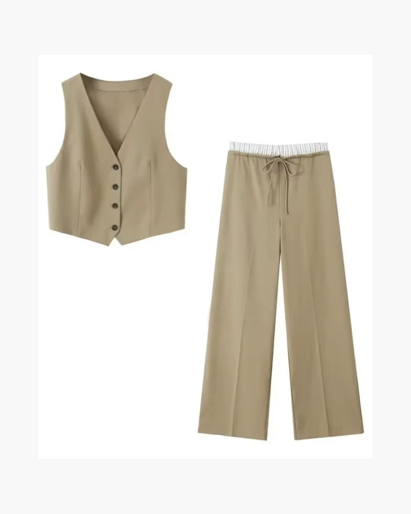 Chemisier et Pantalon Fluide - Ensemble Élégance Intemporelle