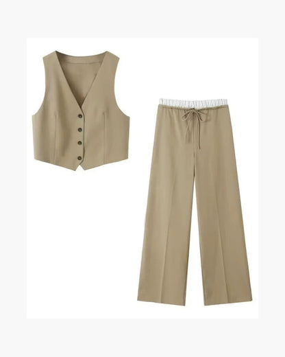 Chemisier et Pantalon Fluide - Ensemble Élégance Intemporelle
