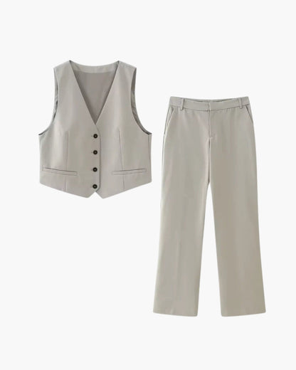 Chemisier et Pantalon Fluide - Ensemble Élégance Intemporelle