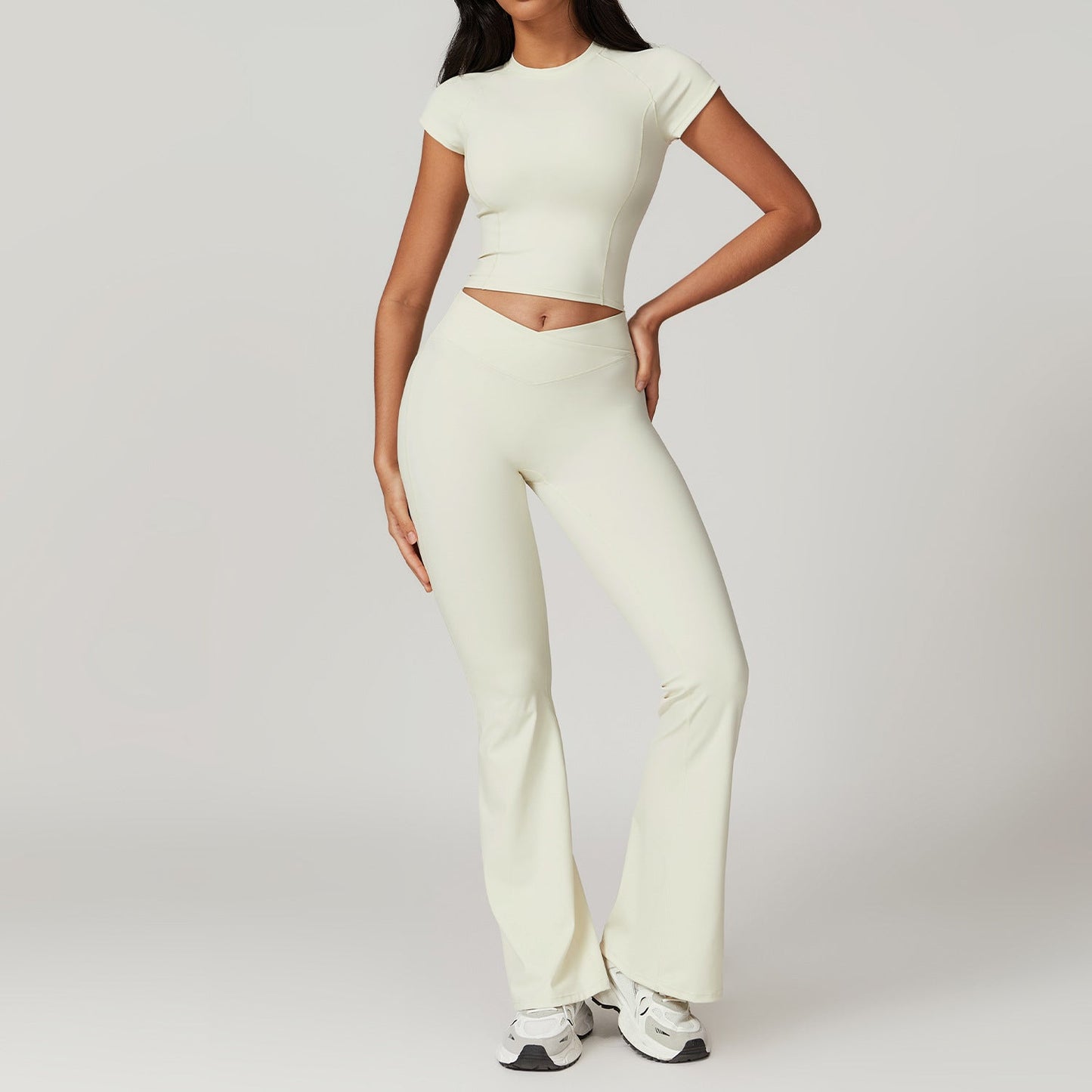 Ensemble deux pièces haut court et pantalon évasé leggings - Pastel Rêveur