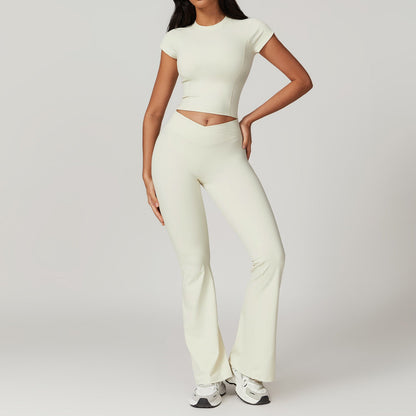 Ensemble deux pièces haut court et pantalon évasé leggings - Pastel Rêveur