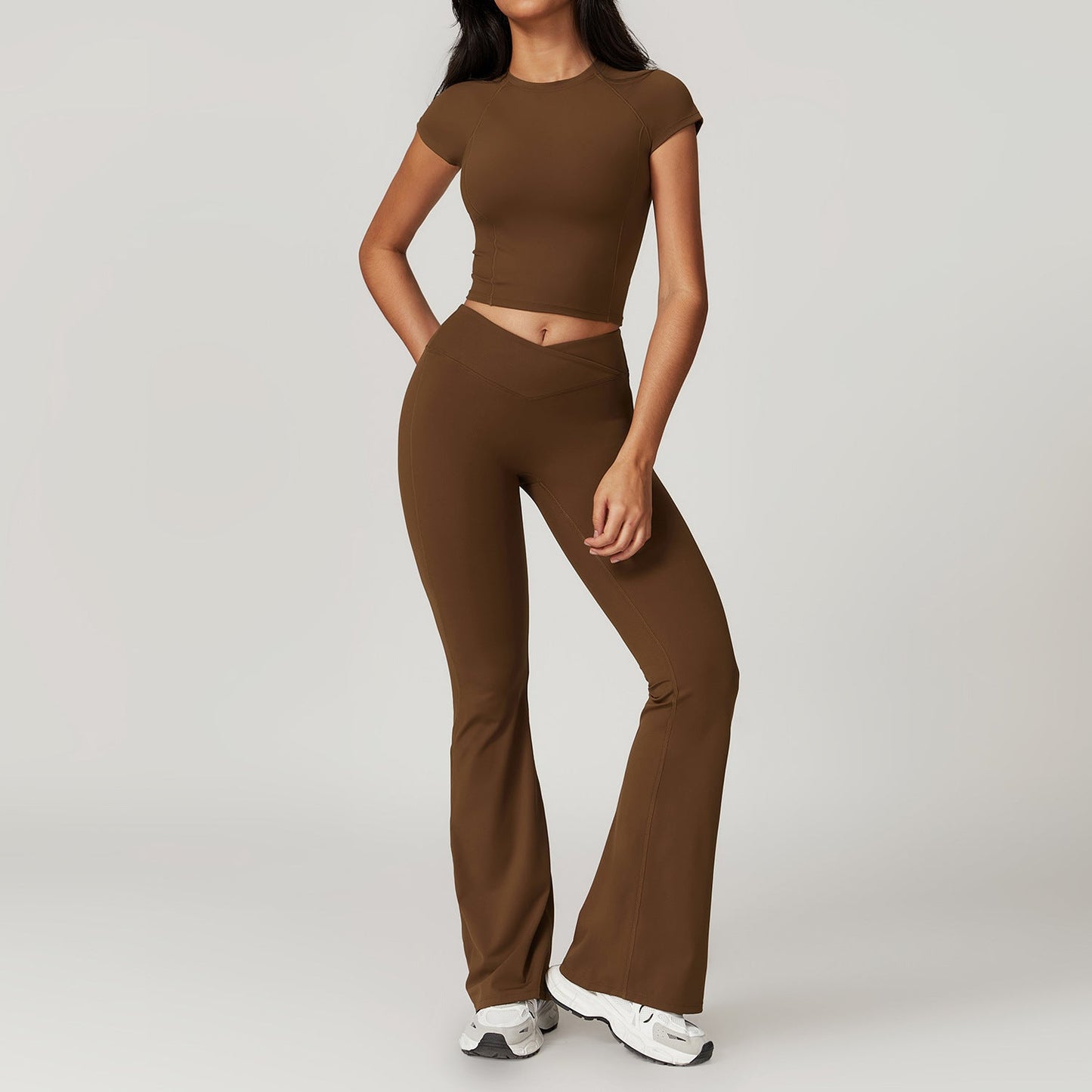 Ensemble deux pièces haut court et pantalon évasé leggings - Pastel Rêveur
