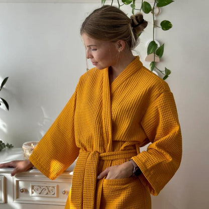 Peignoir Coton - Confort Gaufré - Ambre