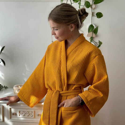 Peignoir Coton - Confort Gaufré - Ambre