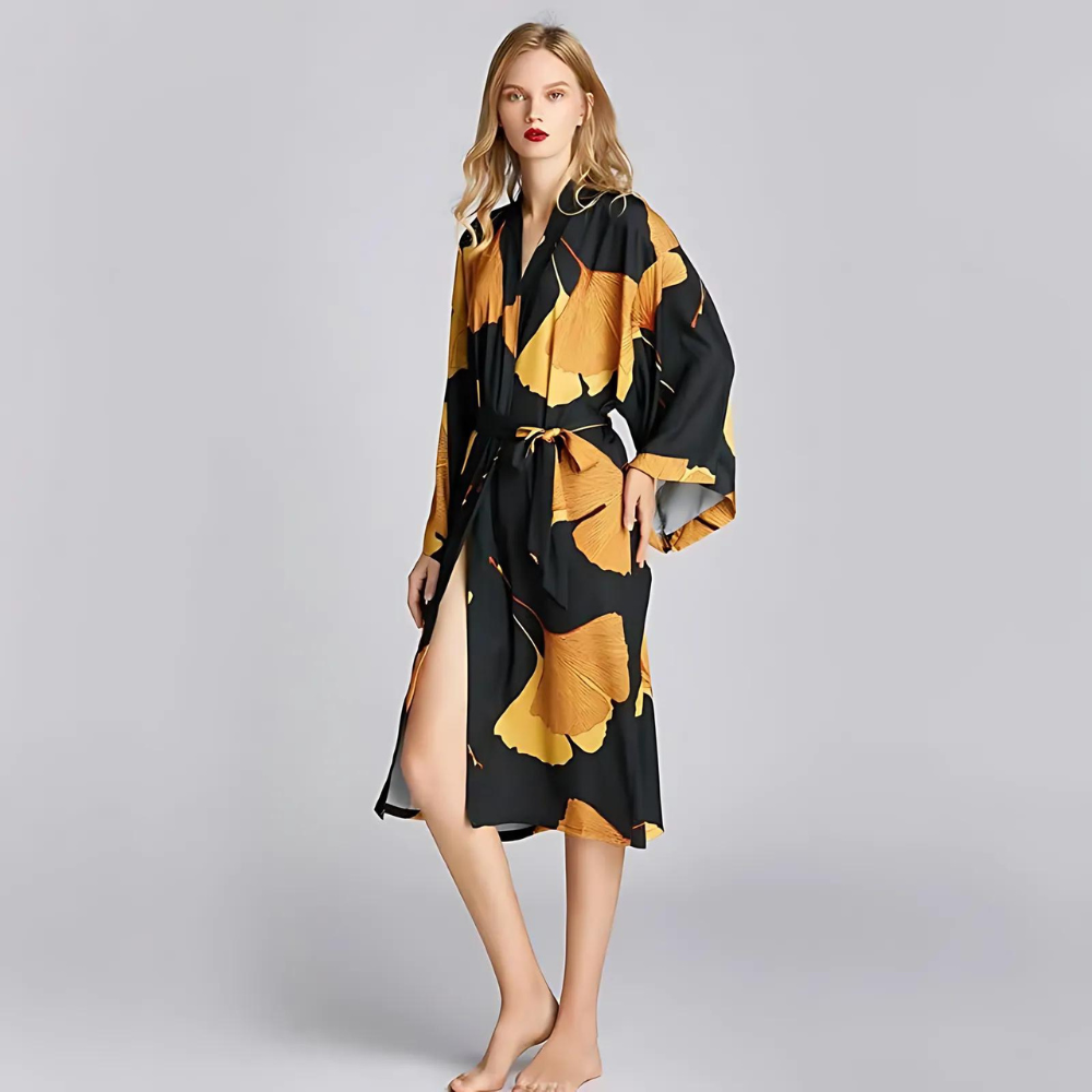 Peignoir Ginkgo - Élégance Dorée - Camille