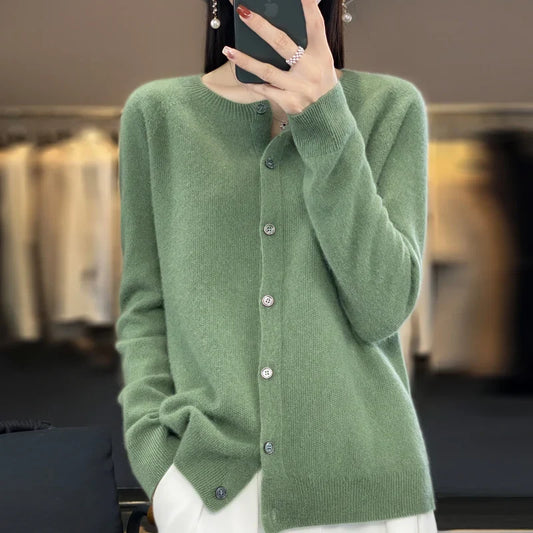 Pull/cardigan confortable 100 % laine mérinos avec détails boutonnés - Augustine