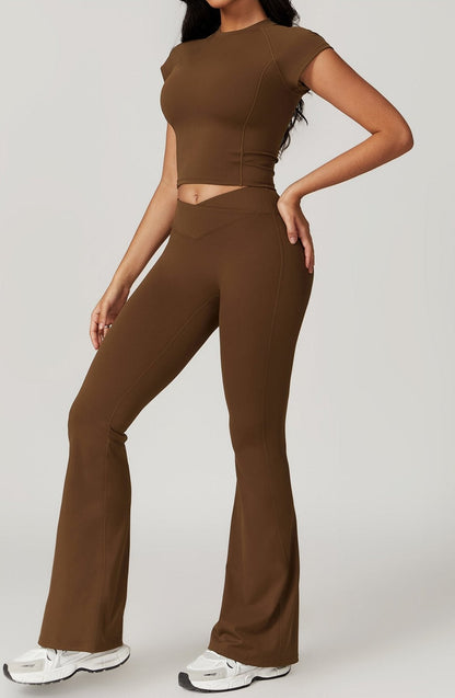 Ensemble deux pièces haut court et pantalon évasé leggings - Pastel Rêveur