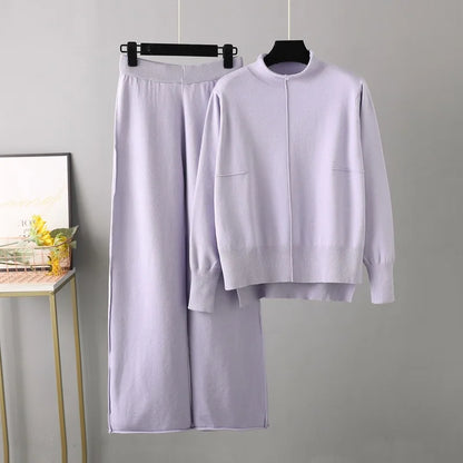 Pull Col Roulé et Pantalon Jambe Large - Douceur Automnale