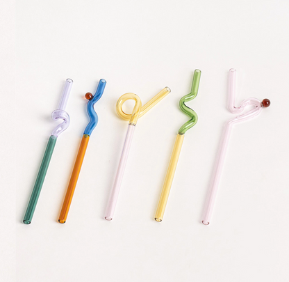 Pailles en verre colorées et torsadées-TwistSip™