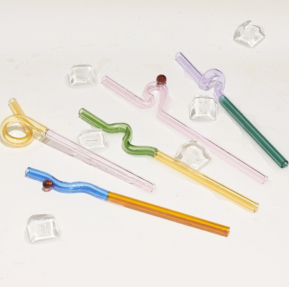 Pailles en verre colorées et torsadées-TwistSip™