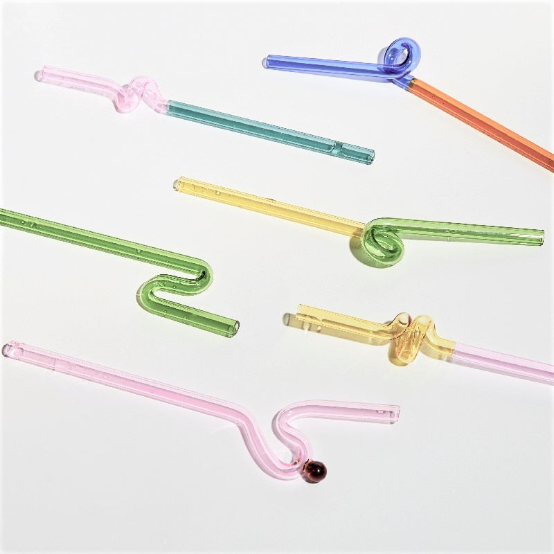 Pailles en verre colorées et torsadées-TwistSip™